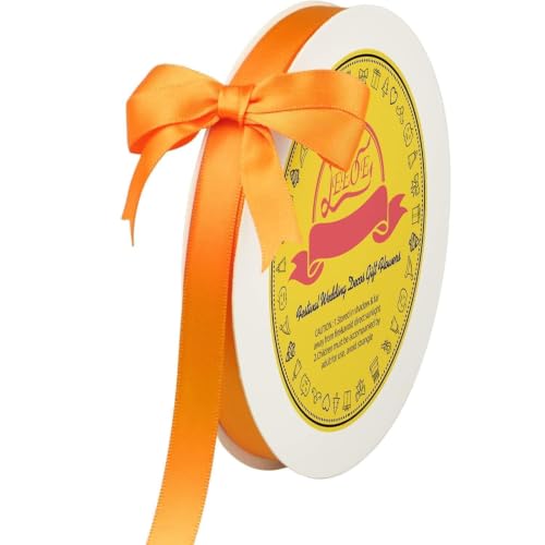 Image of Double Face Autumn Orange Satin Ribbon 1 /2 inch X 50 Yards Polyester Autumn Orange Ribbon for Gift Wrapping Very Suitable for Weddings Party Invitation Decorations and More