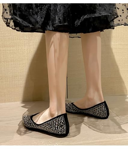 Womens Sparkly Rhinestones Slip-On Dress Ballets Flats Crystals Closed Pointed Toe Shoes for Party Wedding Dating Evening3