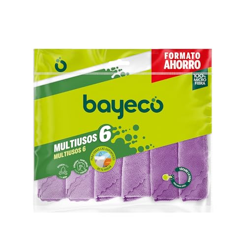 Bayeco - Bayetas Microfibra de limpieza - Multicolor - 30x30 cm - Pack 6 uds - Multiusos - Súper Absorbentes