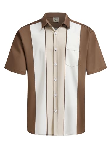 Hardaddy Men's Vintage Bowling Shirt Short Sleeve Button Down Hawaiian Summer Beach Casual Shirts