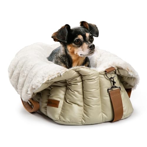 ClevaHome Small Dog Car Seat & Travel Carrier & Pet Bed, Soft Fleece Interior for Dogs up to 10lbs, Stylish Pet Travel Tote for Indoor and Outdoor Use by Cleva - Used condition - CA$42.74
