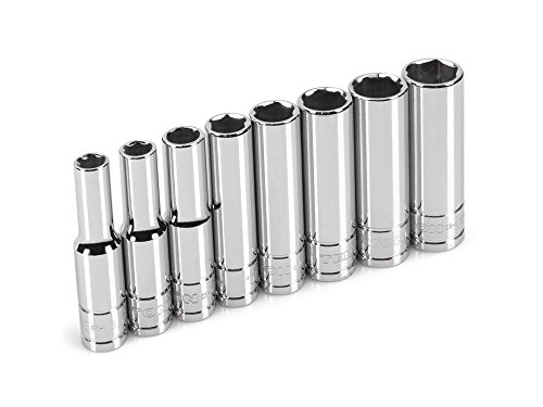 TEKTON 1/4-Inch Drive Deep Socket Set, Metric, Cr-V, 6-Point, 5.5 mm - 12 mm, 8-Sockets | 12141
