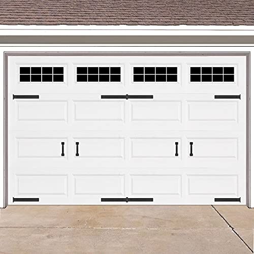 Magnetic Decorative Garage Door Hinges Hardware Kit Attractive Curb Appeal Faux Hinges Handles Decor Hardware 1 Carriage Door Accents 4 Hinges + 2 Handles Black #TOP6