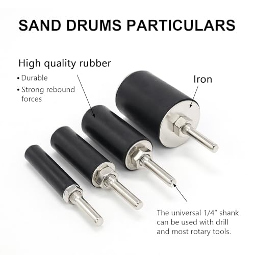 scottchen PRO 2”Long Sanding Drums and Sleeves Set with 1/4”Shank for Drill or Drill Press, Sanding Drum Kit for Sanding Smoothing Shaping Polishing Fiberglass Wood Metals, 60,80,120 Grit-16pack
