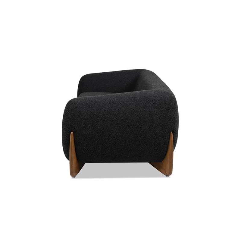 Image of Upholstered 3 Seater Sofa Three Seater Sofa with Wooden Legs for Living Room Hotels & Offices (3 Seater Black)