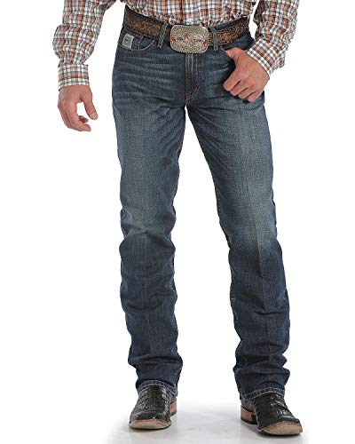 Cinch Men's Silver Label Dark Wash Mid Rise Slim Straight Performance Jeans Dark Stone 34W x 36L2