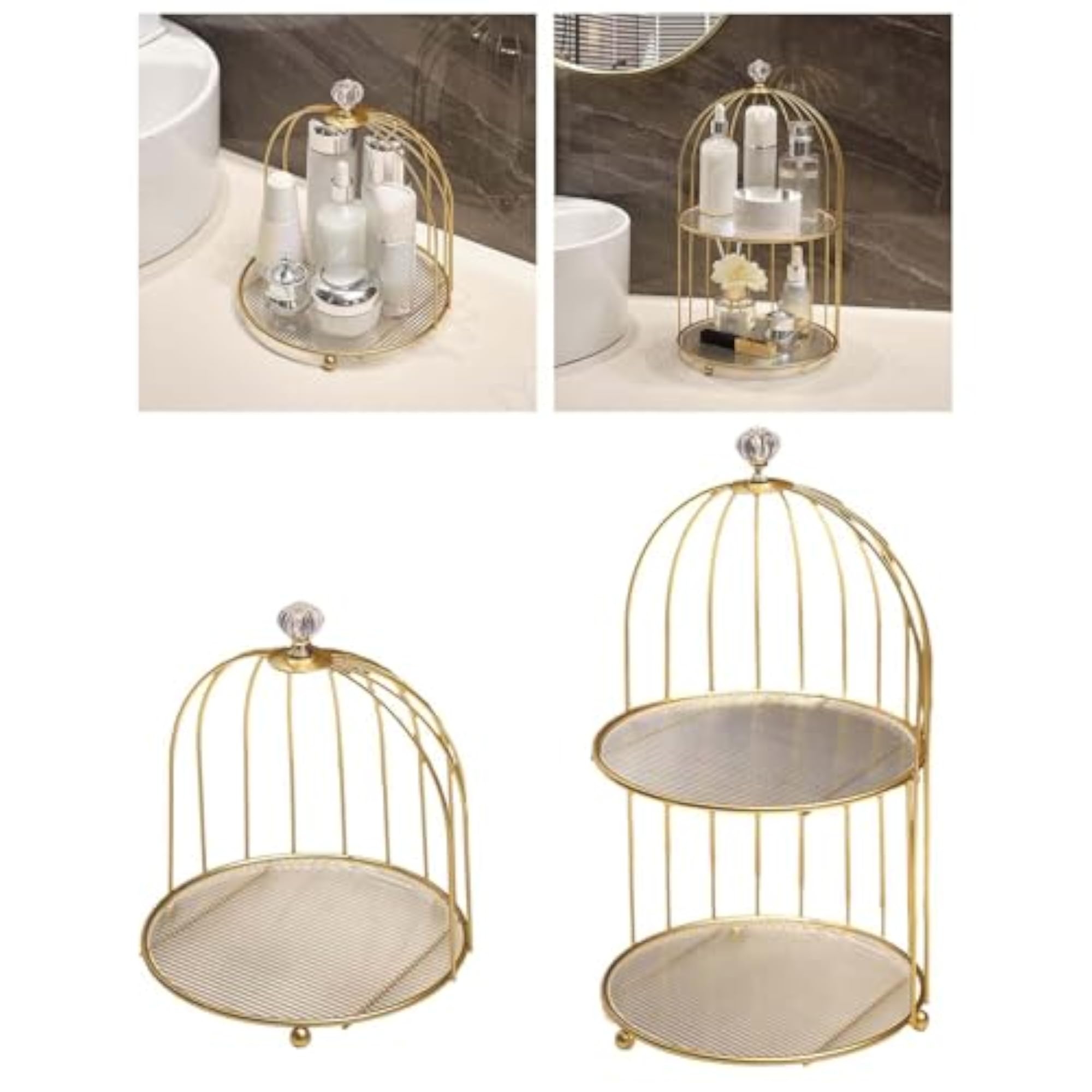 TRENDIVIBE Antique Golden Makeup Holder Display Stand