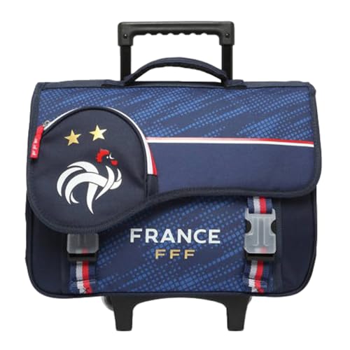 Cartable à roulettes FFF Equipe de France bleu grand format scolaire 41 cm