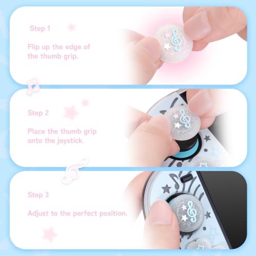 Image of GeekShare Cute Silicone Cross D-Pad Button Caps Set Joystick Cover - ABXY Key Buttons Sticker Compatible with Switch 2 /1 /OLED /,4PCS (Switch 2-Memory of Music Notes)