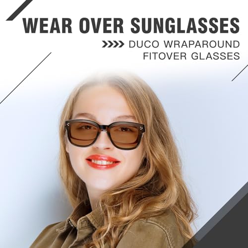 DUCO Fit Over Sunglasses for Men Women Wear Over Glasses Retro Wrap Around Polarized Sun Glasses UV400 Protection DC89812