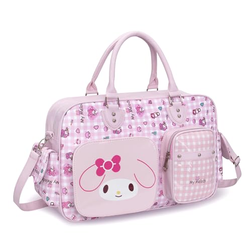 17.5L Cartoon Travel Duffel Bag Women's Tote Handbag Cute Bunny Sports Gym Yoga Bag Weekend Carry-on Shoulder Handbag Overnight Tote Pink