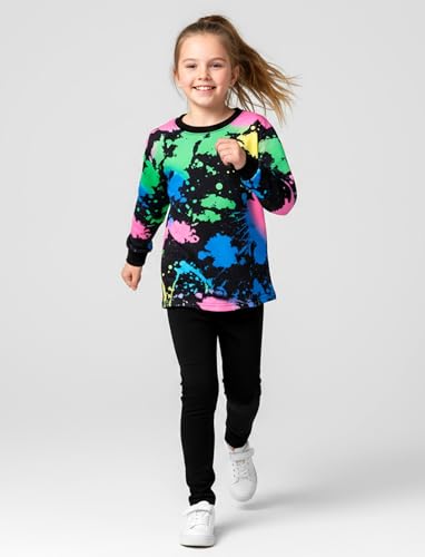 Image of PATPAT Girls Clothes Size 12-13 Years, Girls Fall Outfits, Black Tie Dye Sweatshirts + Black Legggings 2 Piece Outfits Kids Clothing Sets Sweatsuit Tracksuit Set