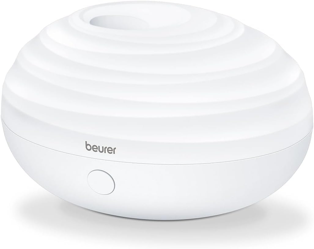 Beurer LA 20 Diffusore Aromatico a Ultrasuoni, Luce LED Colorata, Nebulizzazione con Oli Essenziali, Serbatoio 80 ml, Funzione di Spegnimento Automatico, USB o Alimentatore Inclusi