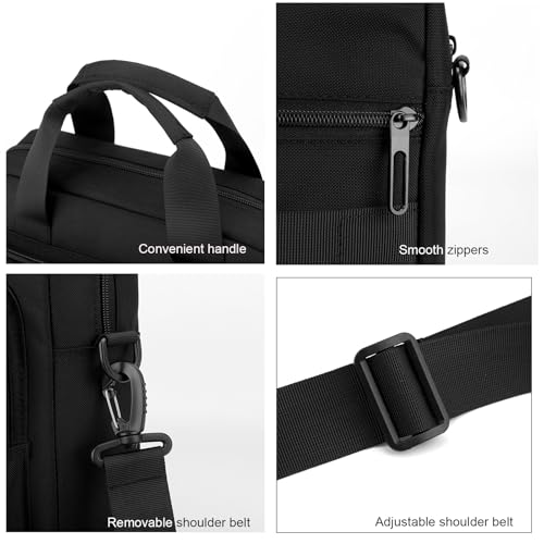 Laptop Bag 14 Inch Briefcase for Men Women Waterproof Nylon Lightweight Compact, Shoulder Messenger Handbag for Business Work Office Travel College Black4