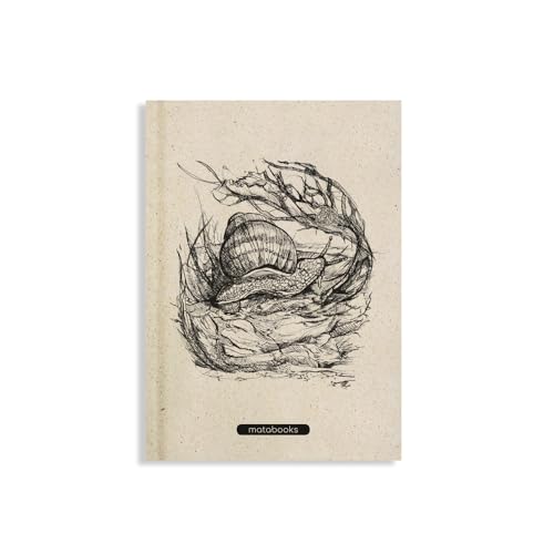 Matabooks, Cuadernos sostenibles y veganos A5 de papel de hierba dulce, Jana, 138 páginas, natural, hecho a mano, fabricado en Alemania (caracol)