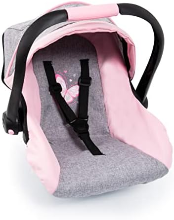 Bayer Design 67933AA Toy, Car Seat Easy Go for Neo Vario Pram with Cover, Doll Accessories, Pink, Grey with Butterfly
