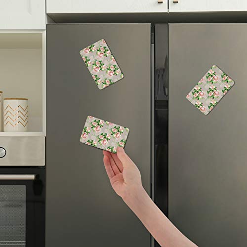 Alaza Refrigerator Magnets, Shabby Chic Flower Pink Rose Pattern Fridge Magnets For Kitchen Organization And Storage, 2 Pcs #TOP4