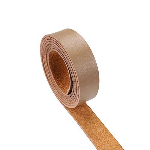 Picheng Leather Strap Khaki 1 Inch Wide 72 Inches Long, Leather Belt Strips Very Suitable For Pet Collars, Traction Ropes,Belts, Keychains, Leather Watch Straps Diy Craft Projects (Khaki) #TOP1