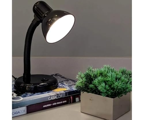 Luminária De Mesa Flexível Com Base E Soquete Para Lâmpada, Preta, Abajur Para Quarto, Luminária Par