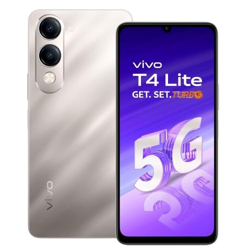 vivo T4 Lite 5G (Titanium Gold, 6GB RAM, 128GB Storage) | 50MP + 2MP Dual Camera | 5MP Selfie | 6.74" HD+ Display | Dimensity 6300 5G Processor | 6000mAh Battery | Charger in the Box