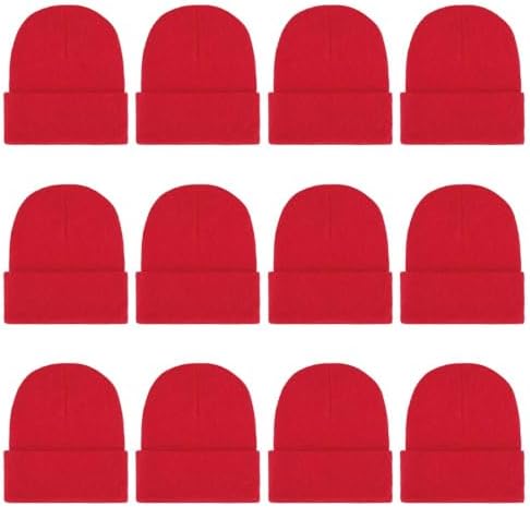 ZH 12-Pack Knitted Winter Beanie Hats for Men and Women, Warm and Cozy Cuffed Skull Caps, Bulk Purchase