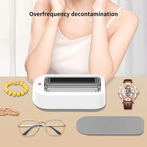 Contact Lens Cleaner, Ultrasonic Jewelry Cleaner, 1 Set 600Ml Contact Lens Cleaner 3 Gears 1200Mah Usb Charging 45000Hz Anti-Rust Tank Stain-Reduction Jewelry Cleaner Home Supply (Grey) #TOP3