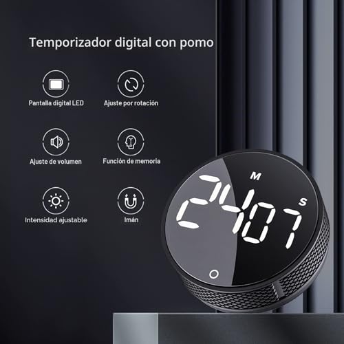 Miniatura 2 de Avinia Temporizadores Digitales De Cocina,Temporizadores Visuales, Pantalla Led Grande, Temporizador De Cuenta Atrás Magnético,Cocina, Fitness, Hornear, Estudiar, Fácil Para Niños Y Mayores,Negro