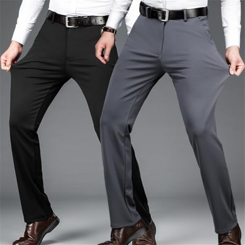 Calormas Mens Pants, Timelessflex -Mens Dress Pants, Suit Work Pants,Men's High Stretch Straight Fit Pants2
