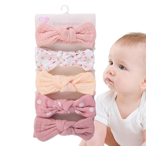 Arcos para la cabeza para niñas, lazos de bebé y diademas – Arcos para el pelo para Baby Girl | 18 x 3,5 cm accesorios para el pelo de la cabeza, juego de 5 cintas para el pelo con nudos para cabinas