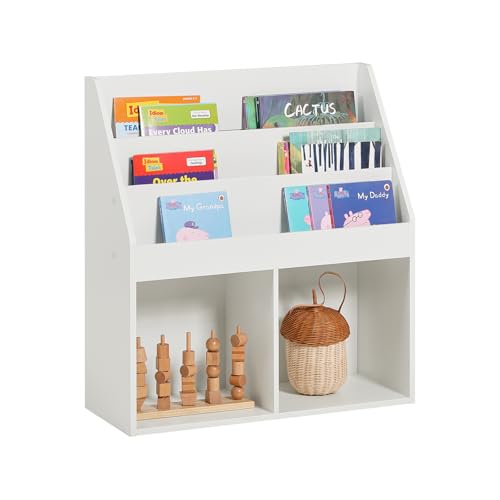 Image of SoBuy White Children Kids Bookcase, Metal Kids Bookshelves Rack with Toy Storage Organizer, Book Shelf Storage Display Rack Organizer Holder, KMB01-W