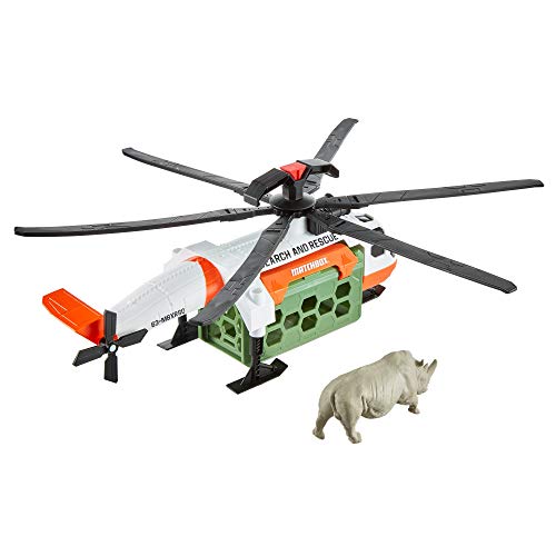 Matchbox Rescue Adventure Set With Vehicle And Animal Figure, Choose Whale Rescue Boat Or Rhino Rescue Helicopter, Both With Animal Figures, Action And Exploration Game For Kids Age 3 And Up #TOP4