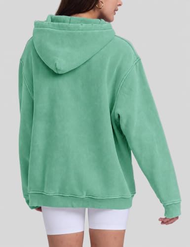 Image of FAIABLE Womens Oversized Acid Wash Hoodie Unisex Heavyweight Fleece Cotton Hoodies Vintage Washed Sweatshirt for Women