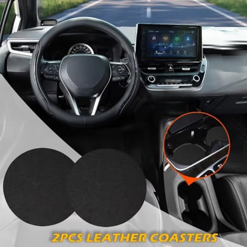 Muamos Steering Wheel Cover Black, Carbon Fiber Car Steering Wheel Covers with Coasters Universal 14.5-15 inch Leather Microfiber Breathable Anti-Slip Steering Wheel Accessories Set - Image 3