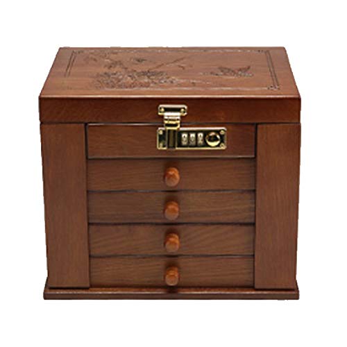 SJH Caja De Joyas De Múltiples Funciones con La Belleza De La Cultura Oriental Caja Joyero con Espejo Y Cajones, Caja para Joyas, para Pendientes, Pulseras, Anillos, Almacenamiento Expositor