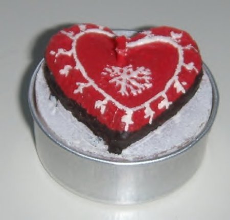 1x T-Light "honey-cake-heart" - color: red