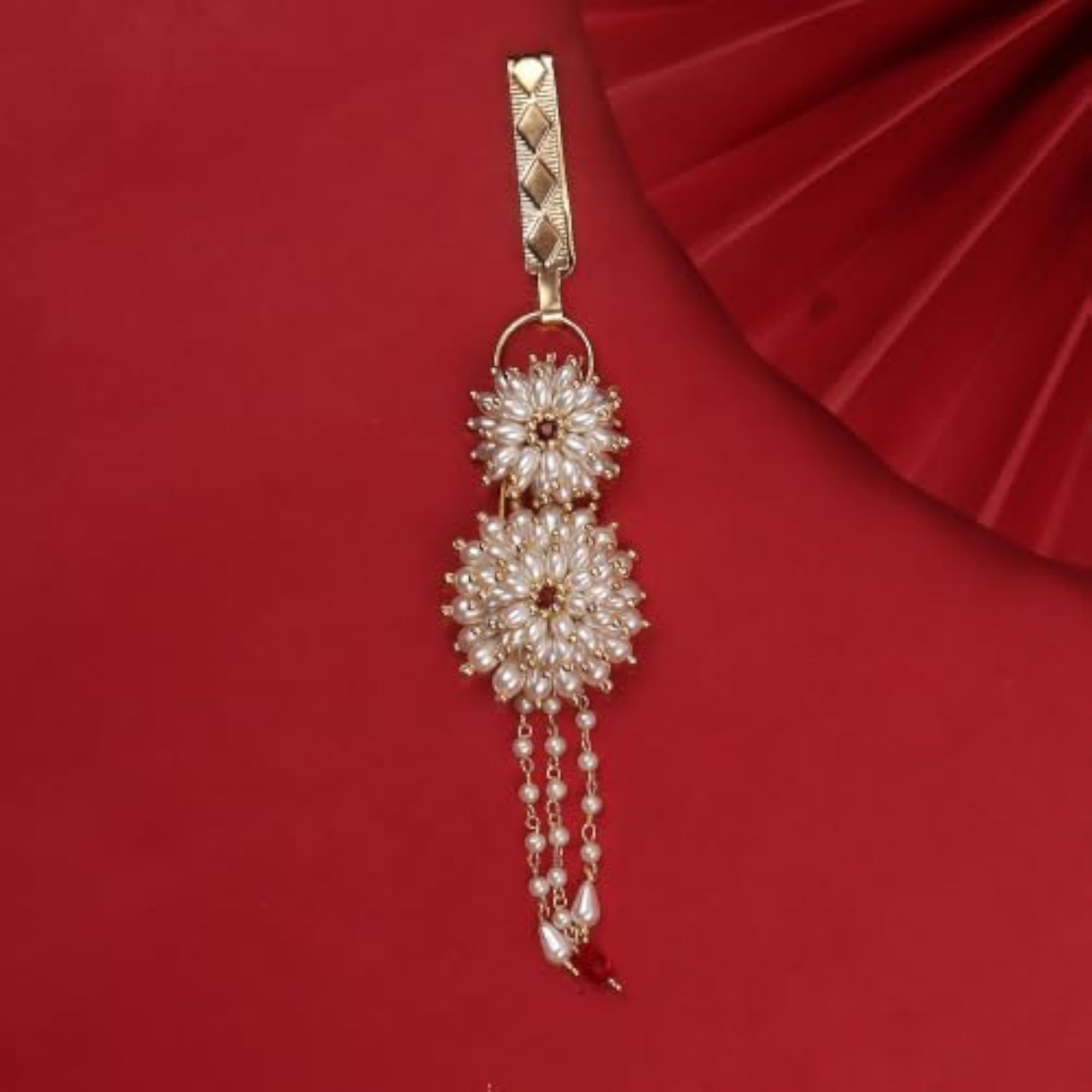 Traditional Red Stone Stud Flower Keychain