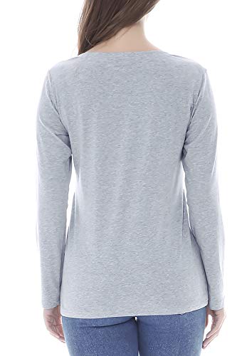 Smallshow Premamá Tops Camisas De Lactancia Materna De Manga Larga para Mujeres Grey L