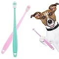 cobee 360 Degree Cat Dog Toothbrush, 2 Pieces Cat Silicone  Toothbrushes with Storage Box Puppy Manual Tooth Brush Pet Tooth Cleaning Kit (Blue+Pink)