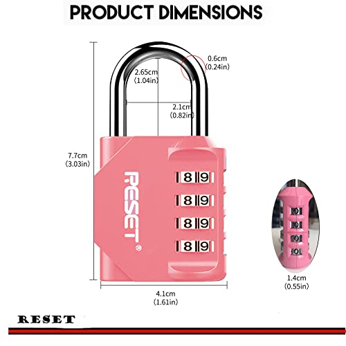 Reset-060 4 Digit Combination Lock Outdoor Padlock For School Gym Sports Locker Fence Toolbox Gate Suitcase Hasp Pink #TOP2