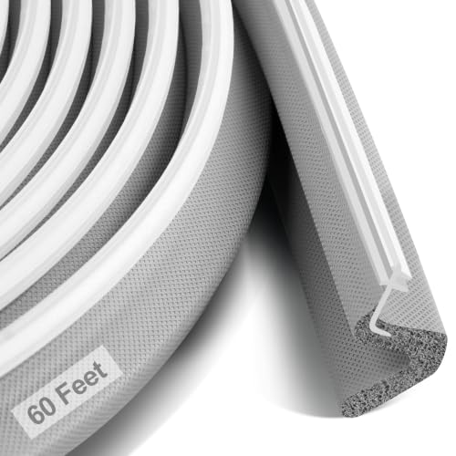 Image of Litaibai 60 ft Kerf Weather Stripping Door Seal for Exterior Doors, Gray
