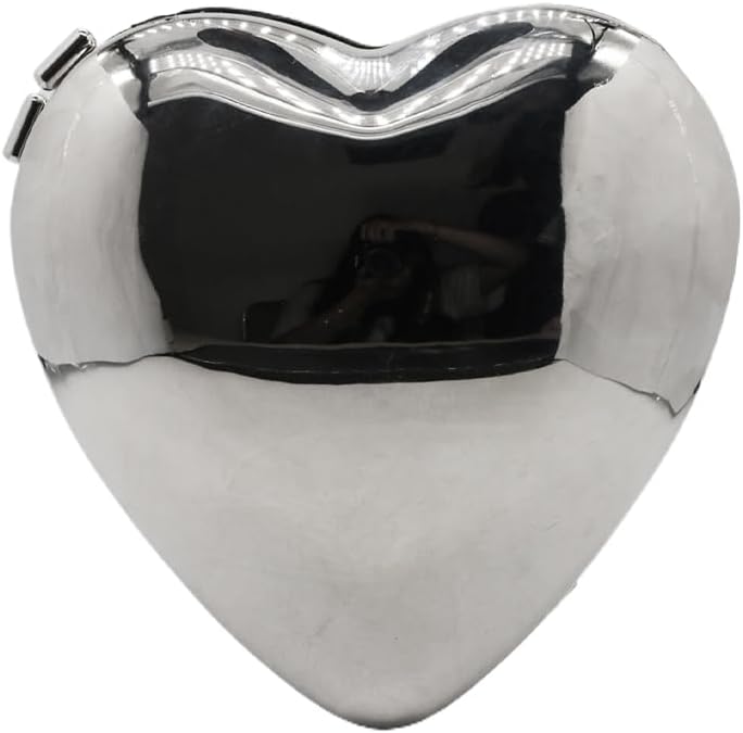 Heart Shape Clutch Purse for Women Unique Metallic Evening Handbag Party Wedding Crossbody Bag