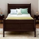 LostCat Wood Twin Size Bed Frame Mattress Foundation Sleigh Bed with Headboard and Footboard,Wood Slat Support/No Box Spring Needed, Espresso