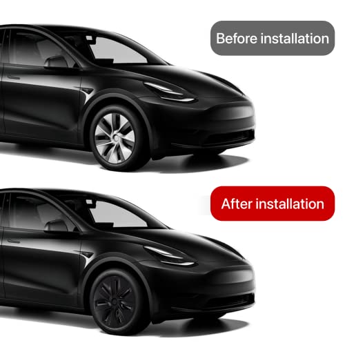 Kavanic Fits Tesla Model Y Wheel Cover Hubcap 19 Inch Matte Black Support Logo Range Improvement (4 Pcs) Gemini Style 2020-2023 Model Y Wheel Cover Replacement #TOP4