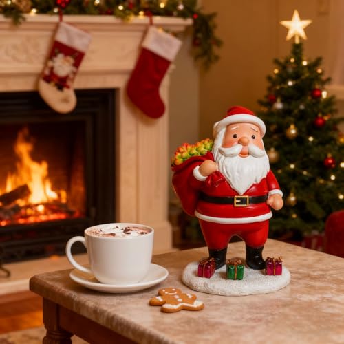 Figurines du Père Noël lumineuses en résine pour décoration intérieure - 8