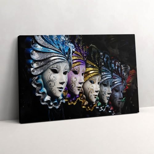 Image sur toile 60x40cm masques vénitiens - Tableau mural décoratif pour maison