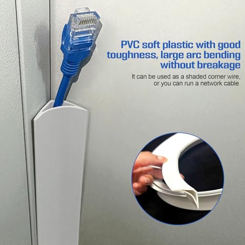 Miniatura 4 de Rodapié Blando Autoadhesivo Con Canal Para Cables, Esquina Interior Para Listones Angulares, Para Puertas, Ventanas, Paredes, Cocina, Azulejos, Fácilmente Cortable Blanco, 5 M