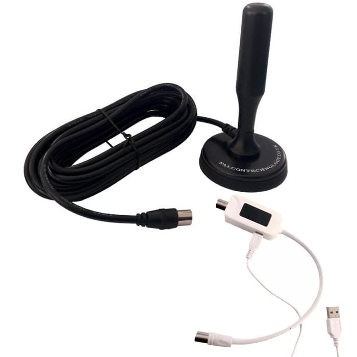 Falcon - Antenne DTV portable amplifiée avec support magnétique pour caravane et camping-car (amplifiée)