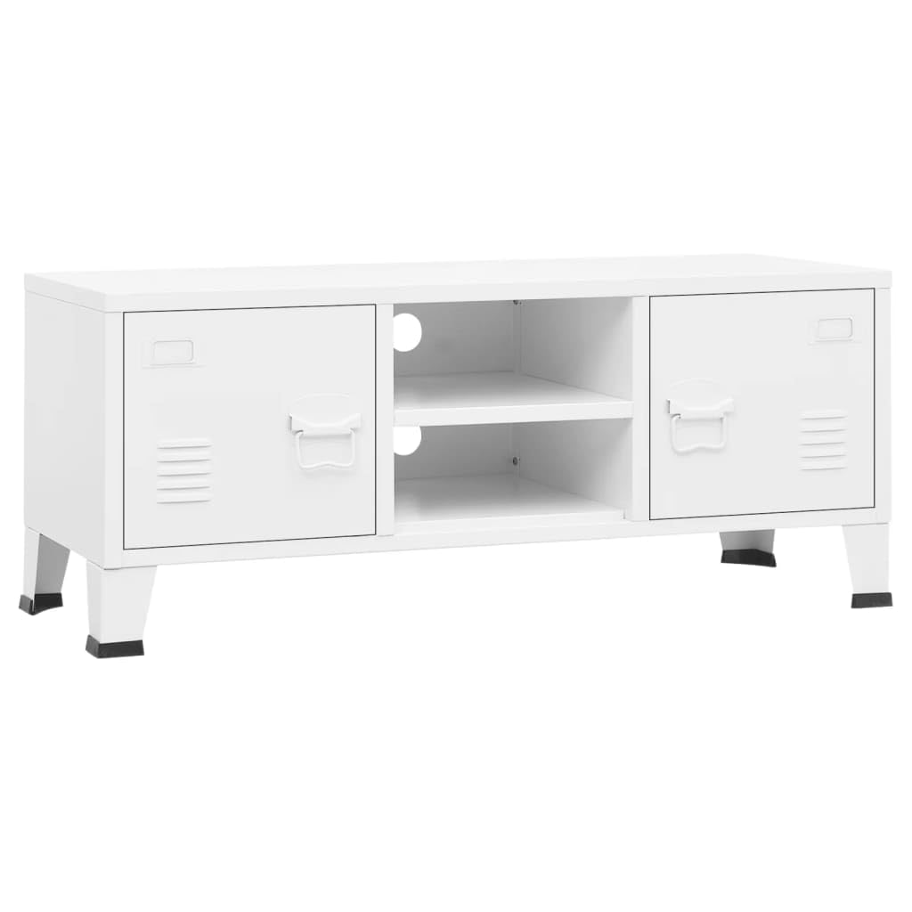 vidaXL Mueble de TV Industrial Aparador Armario Auxiliar Soporte Consola Cajón Televisión Sala Estante Almacenaje Mueble Salón Metal Blanco
