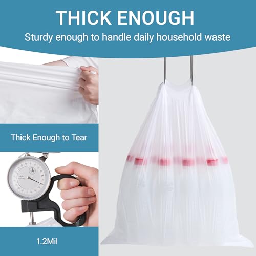 Image of Code G (200 Count) 8 Gallon Heavy Duty Drawstring Trash Bags Compatible with simplehuman Code G Garbage Can Liners 8 Gallon /30 Liter | 1.2 Mil | White