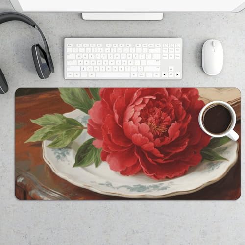 Desk Pad Protector 24x12 Inch Extended Vintage Groovy Flowers